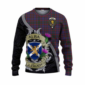 Cumming Tartan Family Crest Knitted Sweater Lion Rampant Royal Thistle Shield Celtic Inspired