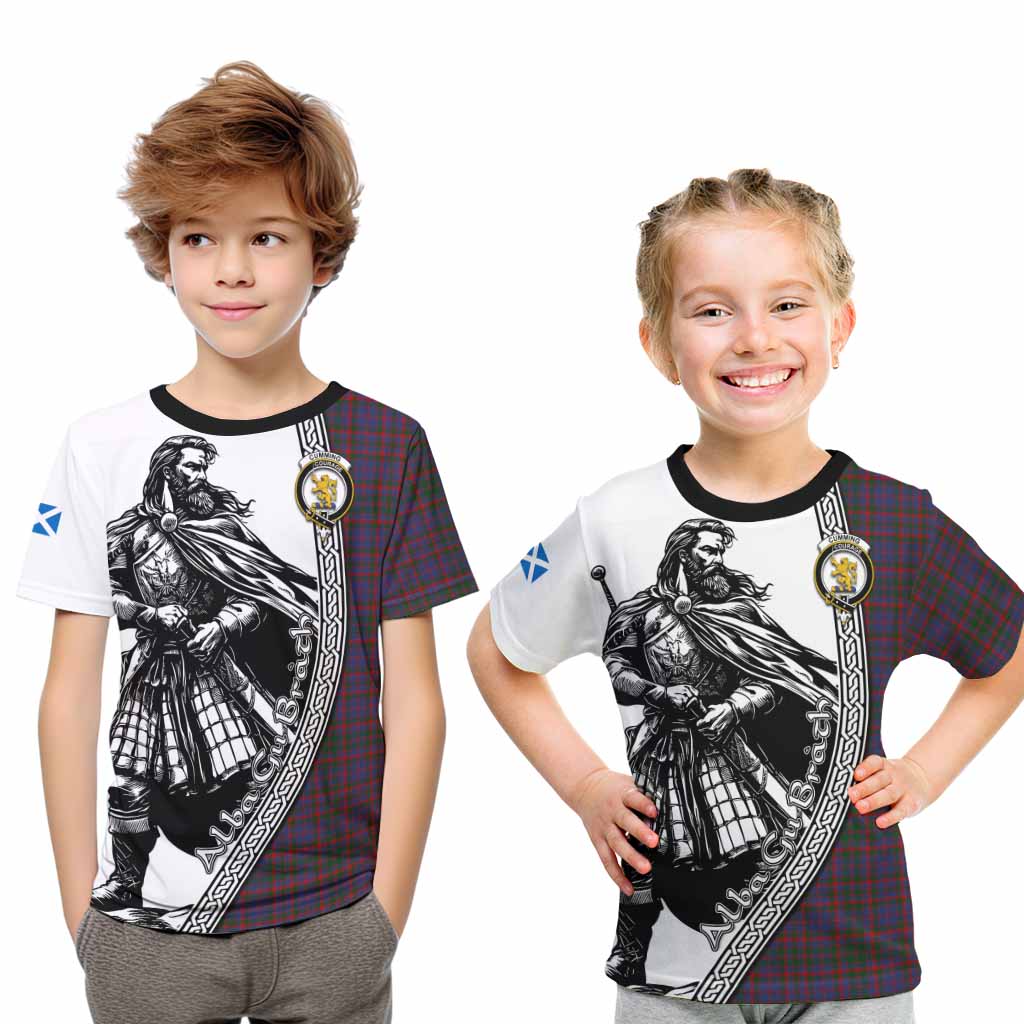 Cumming Tartan Clan Crest Kid T-Shirt with Highlander Warrior Celtic Style