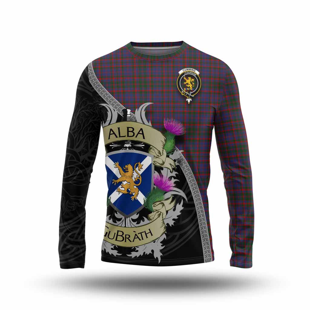 Tartan Vibes Clothing Cumming Tartan Family Crest Long Sleeve T-Shirt Lion Rampant Royal Thistle Shield Celtic Inspired
