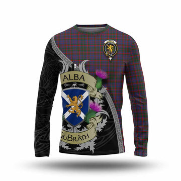 Tartan Vibes Clothing Cumming Tartan Family Crest Long Sleeve T-Shirt Lion Rampant Royal Thistle Shield Celtic Inspired