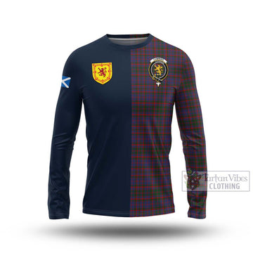 Tartan Vibes Clothing Cumming Tartan Long Sleeve T-Shirt with Scottish Lion Royal Arm Half Style