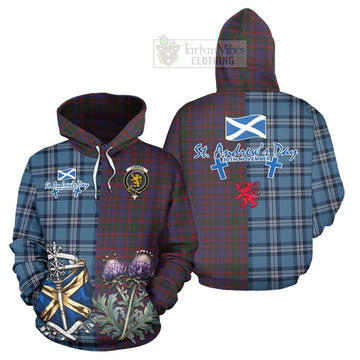 Tartan Vibes Clothing Cumming Tartan Hoodie Happy St. Andrew's Day Half Tartan Style