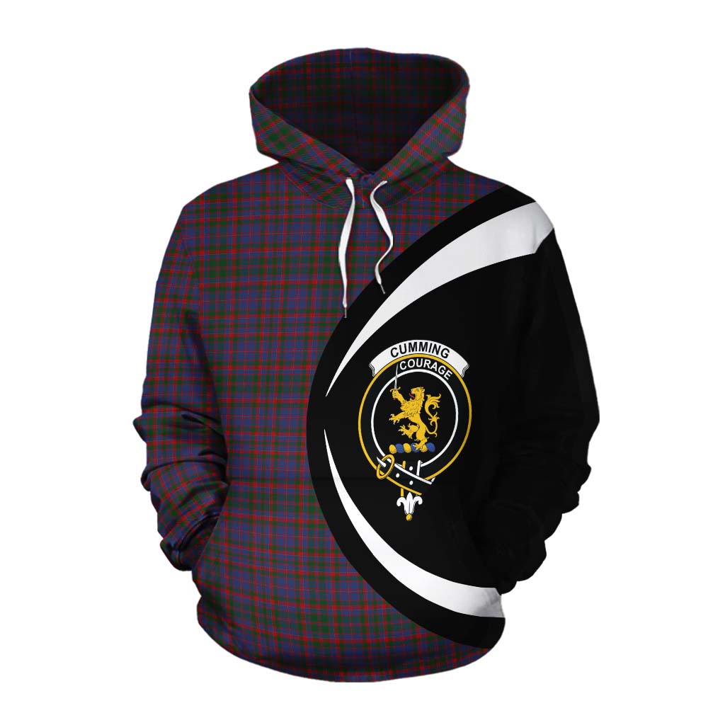 Tartan Vibes Clothing Cumming Tartan Cotton Hoodie with Family Crest Circle Style