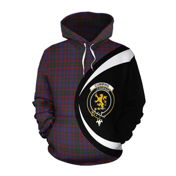 Cumming Tartan Cotton Hoodie with Family Crest Circle Style