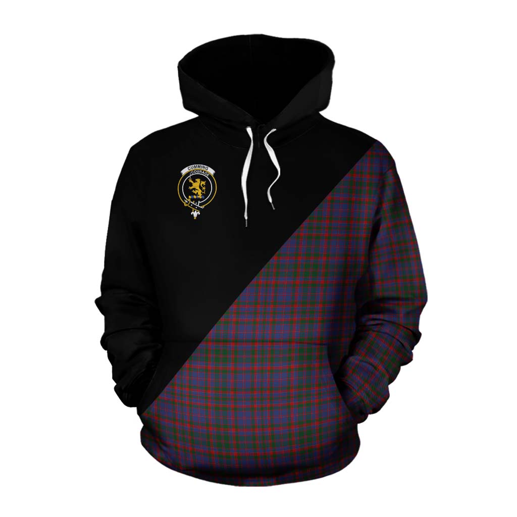 Tartan Vibes Clothing Cumming Tartan Cotton Hoodie with Family Crest and Military Logo Style