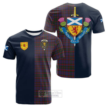 Cumming Tartan Cotton T-shirt Alba with Scottish Lion Royal Arm Half Style