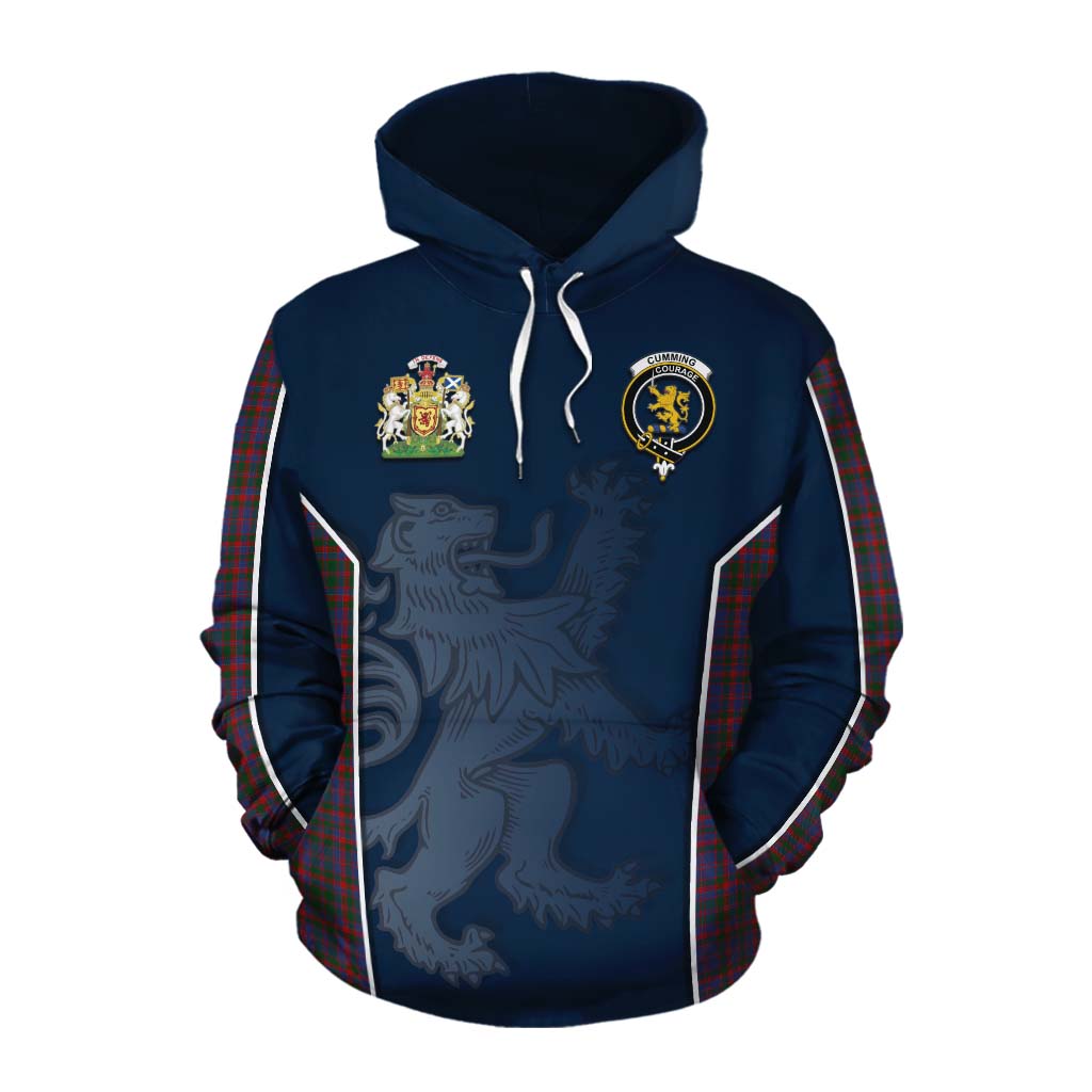 Tartan Vibes Clothing Cumming Tartan Cotton Hoodie with Family Crest and Lion Rampant Vibes Sport Style