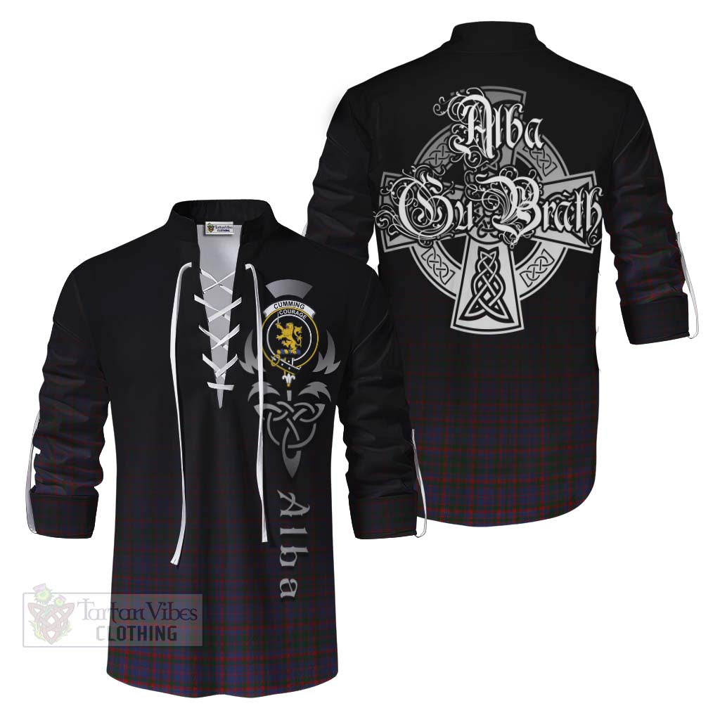 Tartan Vibes Clothing Cumming Tartan Ghillie Kilt Shirt Featuring Alba Gu Brath Family Crest Celtic Inspired