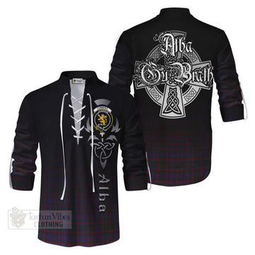 Tartan Vibes Clothing Cumming Tartan Ghillie Kilt Shirt Featuring Alba Gu Brath Family Crest Celtic Inspired