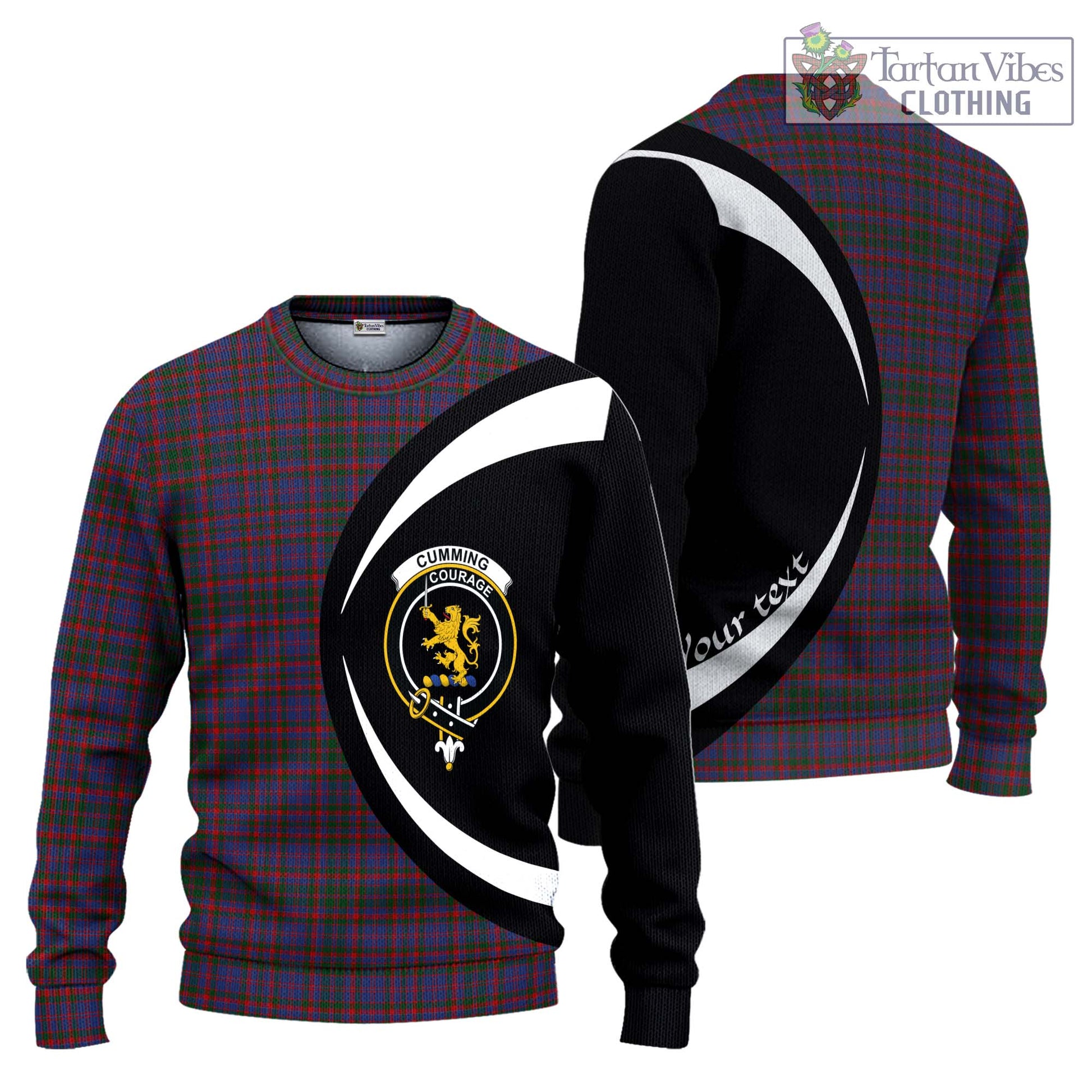 Cumming Tartan Ugly Sweater with Family Crest Circle Style Unisex - Tartan Vibes Clothing