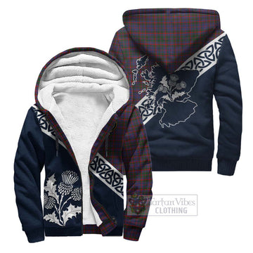 Cumming Tartan Sherpa Hoodie Featuring Thistle and Scotland Map