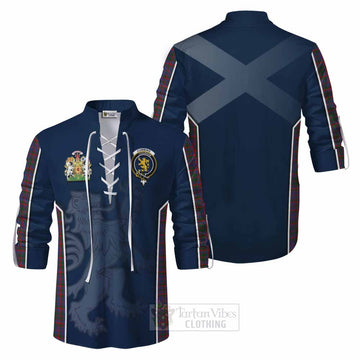 Tartan Vibes Clothing Cumming Tartan Ghillie Kilt Shirt with Family Crest and Lion Rampant Vibes Sport Style