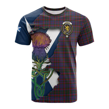 Tartan Vibes Clothing Cumming Tartan Family Crest Cotton T-shirt Scottish Thistle Celtic Inspired