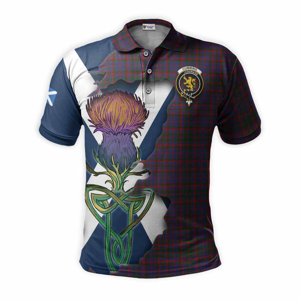 Tartan Vibes Clothing Cumming Tartan Family Crest Polo Shirt Scottish Thistle Celtic Inspired