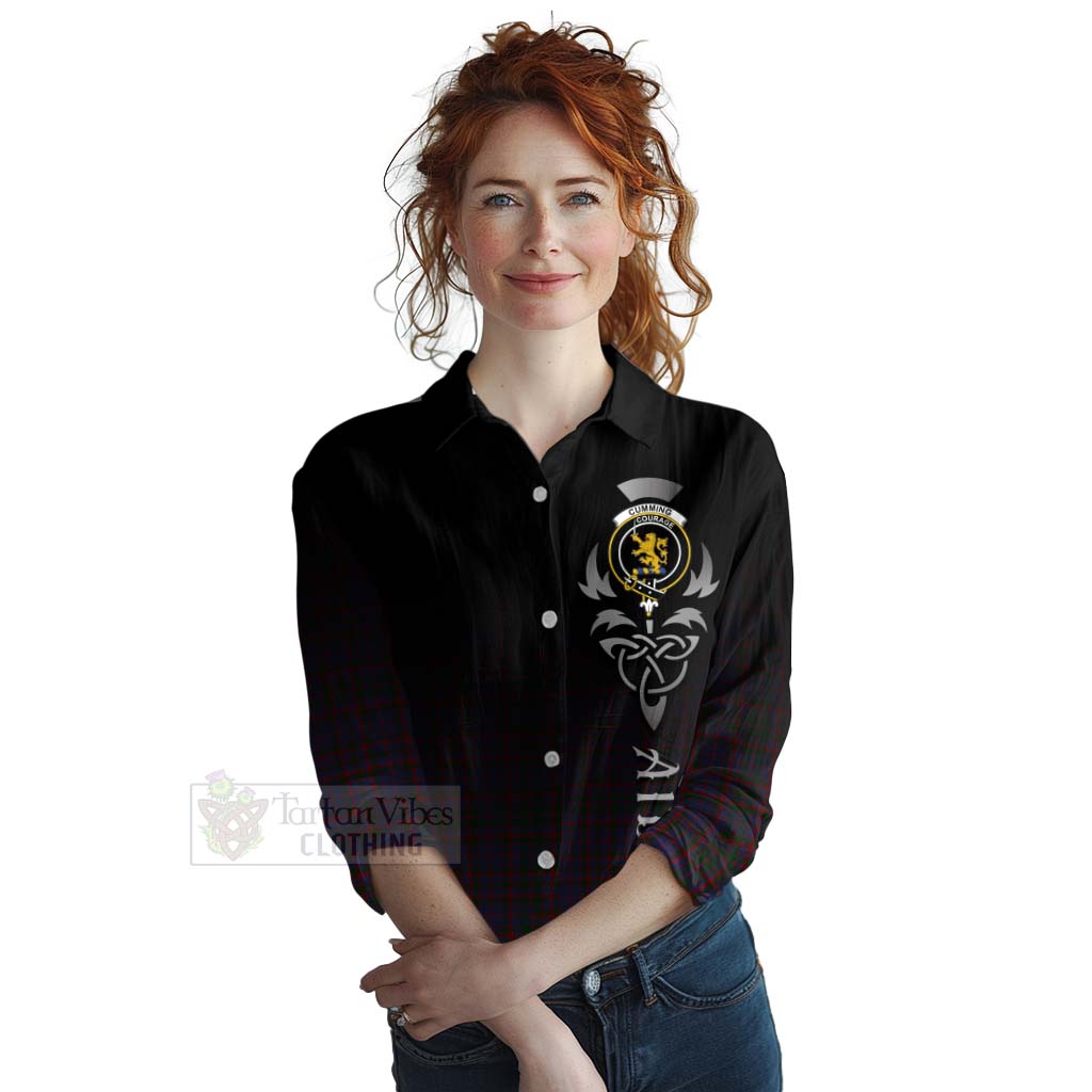 Tartan Vibes Clothing Cumming Tartan Women's Casual Shirt Featuring Alba Gu Brath Family Crest Celtic Inspired