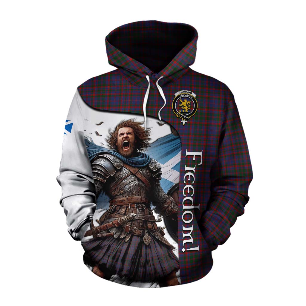 Tartan Vibes Clothing Cumming Crest Tartan Cotton Hoodie Inspired by the Freedom of Scottish Warrior
