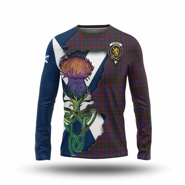 Tartan Vibes Clothing Cumming Tartan Family Crest Long Sleeve T-Shirt Scottish Thistle Celtic Inspired