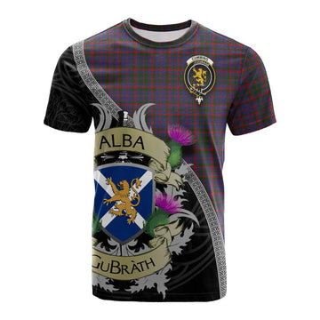 Tartan Vibes Clothing Cumming Tartan Family Crest Cotton T-shirt Lion Rampant Royal Thistle Shield Celtic Inspired