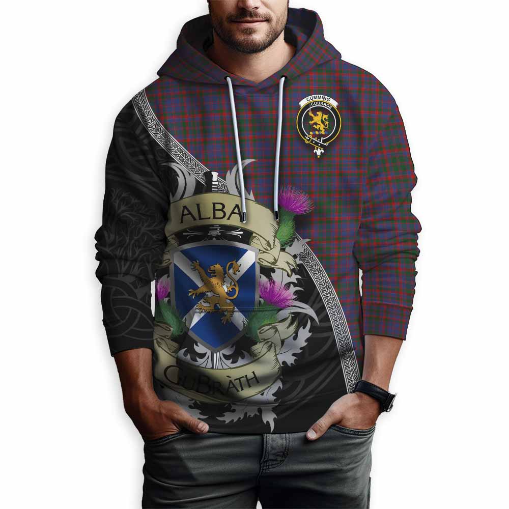 Tartan Vibes Clothing Cumming Tartan Family Crest Hoodie Lion Rampant Royal Thistle Shield Celtic Inspired