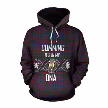 Cumming Tartan Cotton Hoodie with Family Crest DNA In Me Style