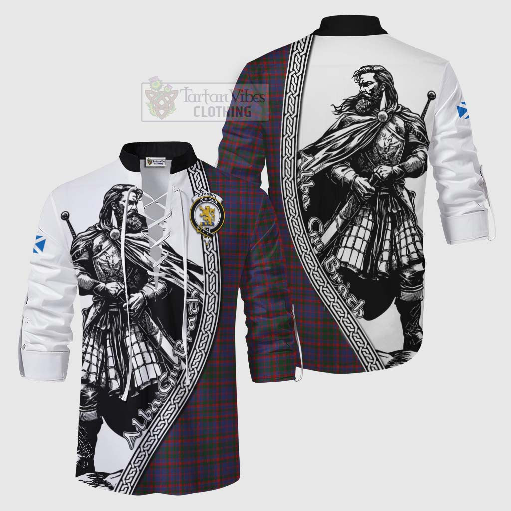 Tartan Vibes Clothing Cumming Tartan Clan Crest Ghillie Kilt Shirt with Highlander Warrior Celtic Style