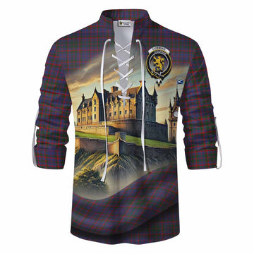 Tartan Vibes Clothing Cumming Tartan Family Crest Ghillie Kilt Shirt with Scottish Ancient Castle Style