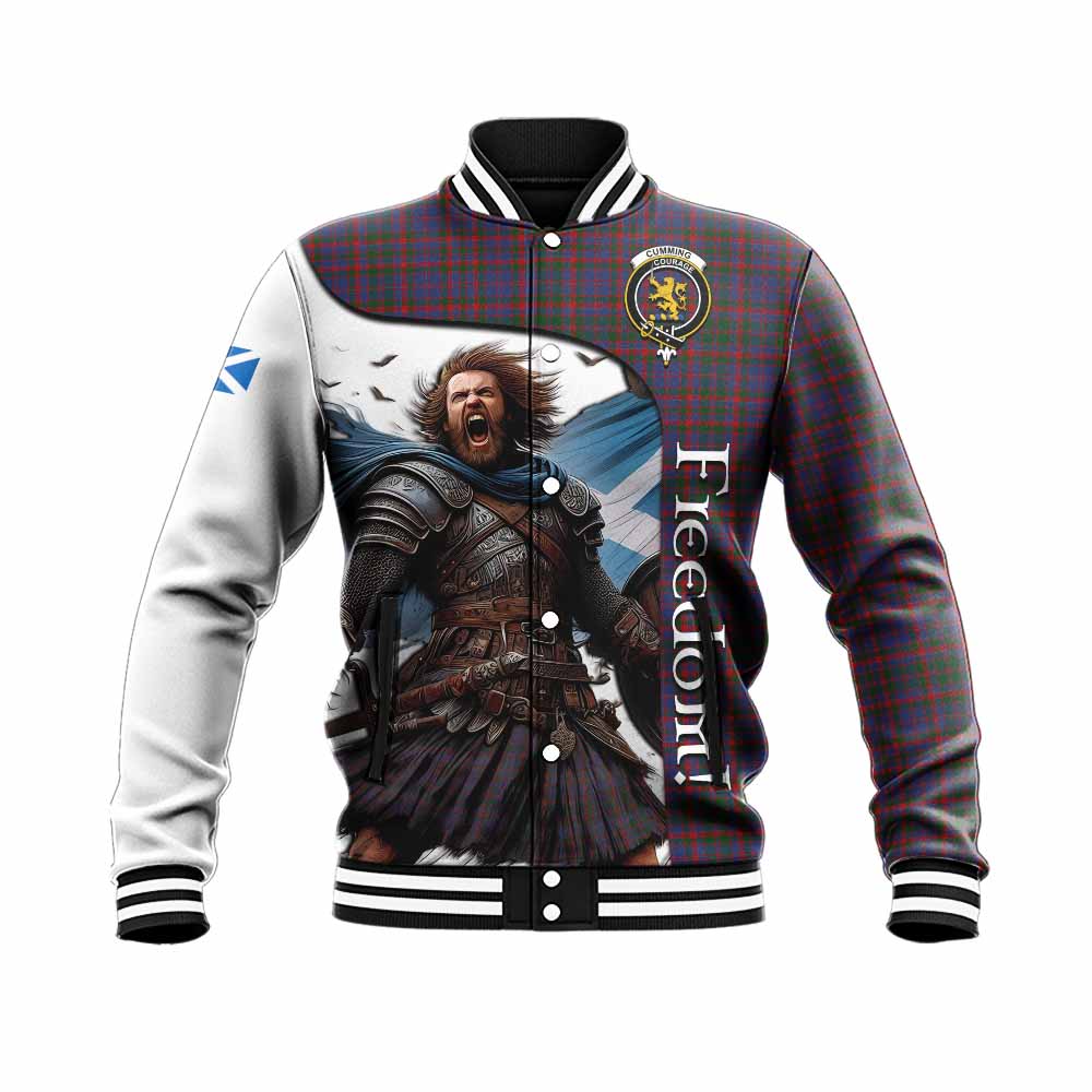 Tartan Vibes Clothing Cumming Crest Tartan Baseball Jacket Inspired by the Freedom of Scottish Warrior