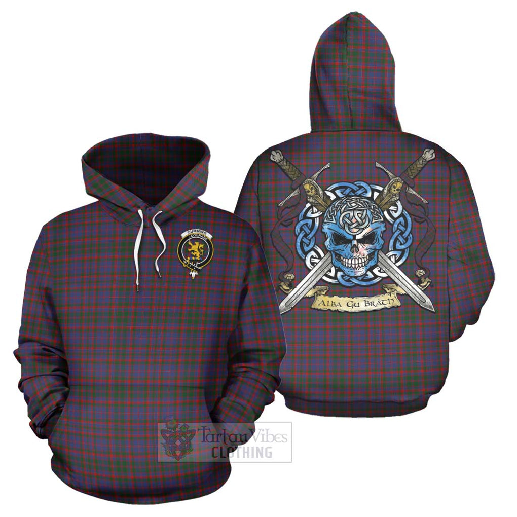 Tartan Vibes Clothing Cumming Tartan Hoodie with Family Crest Celtic Skull Style