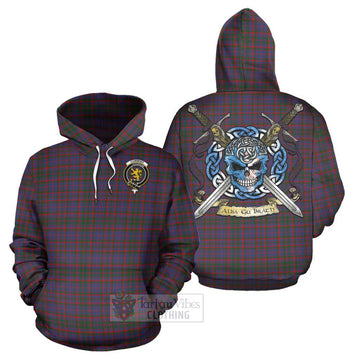 Tartan Vibes Clothing Cumming Tartan Hoodie with Family Crest Celtic Skull Style