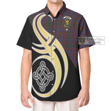 Cumming Tartan Short Sleeve Button Shirt with Family Crest and Celtic Symbol Style Kid - Tartan Vibes Clothing