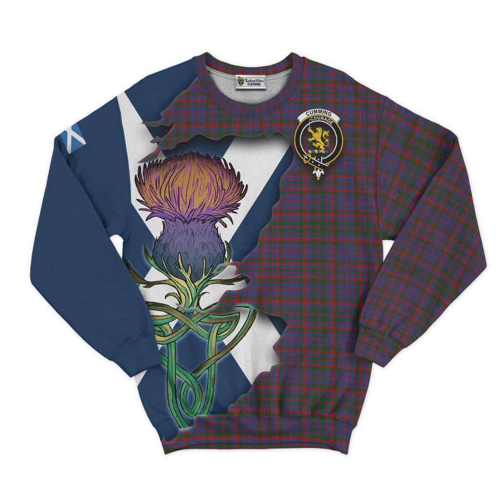 Tartan Vibes Clothing Cumming Tartan Family Crest Sweatshirt Scottish Thistle Celtic Inspired