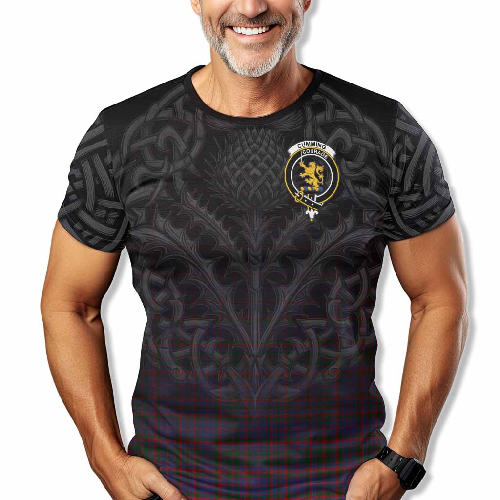 Tartan Vibes Clothing Cumming Tartan T-Shirt with Family Crest Celtic Thistle Vibes