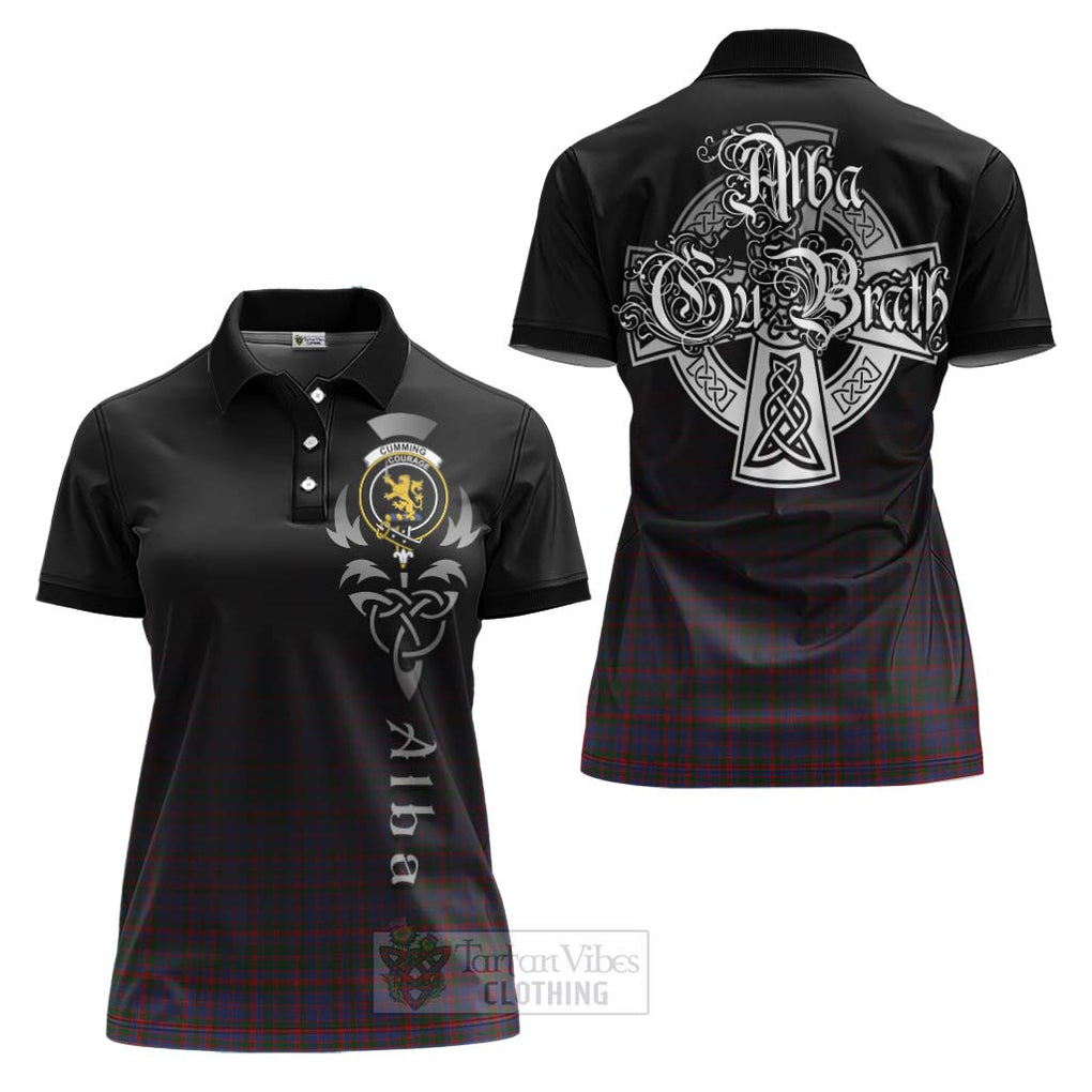 Tartan Vibes Clothing Cumming Tartan Women's Polo Shirt Featuring Alba Gu Brath Family Crest Celtic Inspired