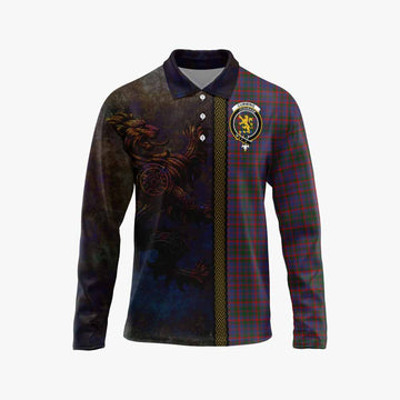 Cumming Tartan Family Crest Long Sleeve Polo Shirt Alba Gu Brath Be Brave Lion Ancient Style