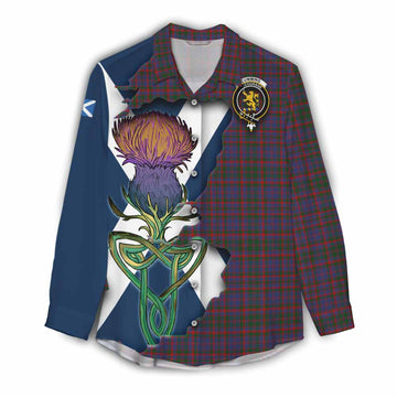 Cumming Tartan Family Crest Women's Casual Shirt Scottish Thistle Celtic Inspired