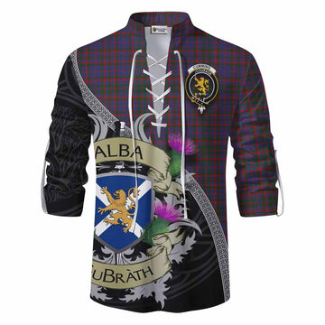 Tartan Vibes Clothing Cumming Tartan Family Crest Ghillie Kilt Shirt Lion Rampant Royal Thistle Shield Celtic Inspired