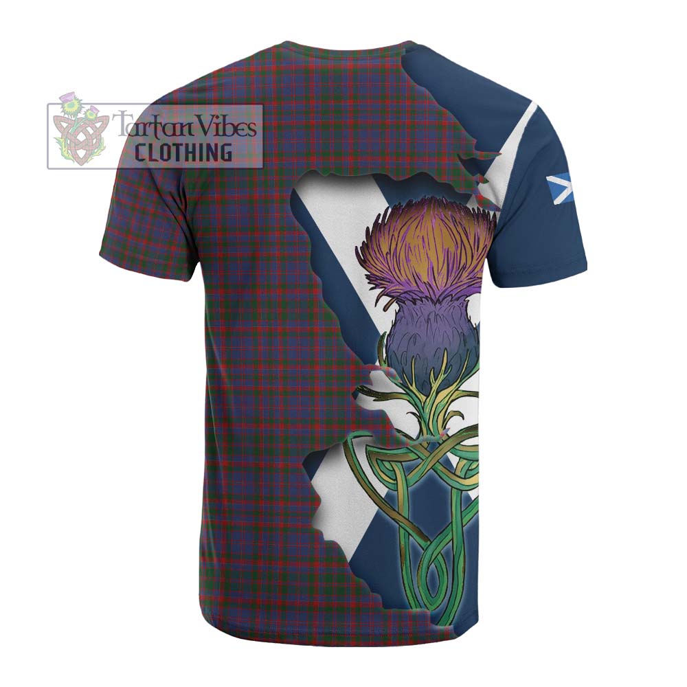 Tartan Vibes Clothing Cumming Tartan Family Crest Cotton T-shirt Scottish Thistle Celtic Inspired