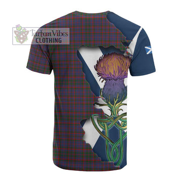 Tartan Vibes Clothing Cumming Tartan Family Crest Cotton T-shirt Scottish Thistle Celtic Inspired