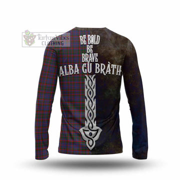 Cumming Tartan Family Crest Long Sleeve T-Shirt Alba Gu Brath Be Brave Lion Ancient Style