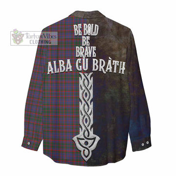 Cumming Tartan Family Crest Women's Casual Shirt Alba Gu Brath Be Brave Lion Ancient Style