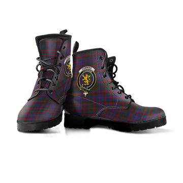Cumming Tartan Leather Boots with Family Crest