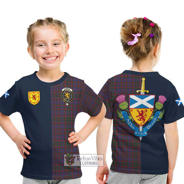 Tartan Vibes Clothing Cumming Tartan Kid T-Shirt with Scottish Lion Royal Arm Half Style