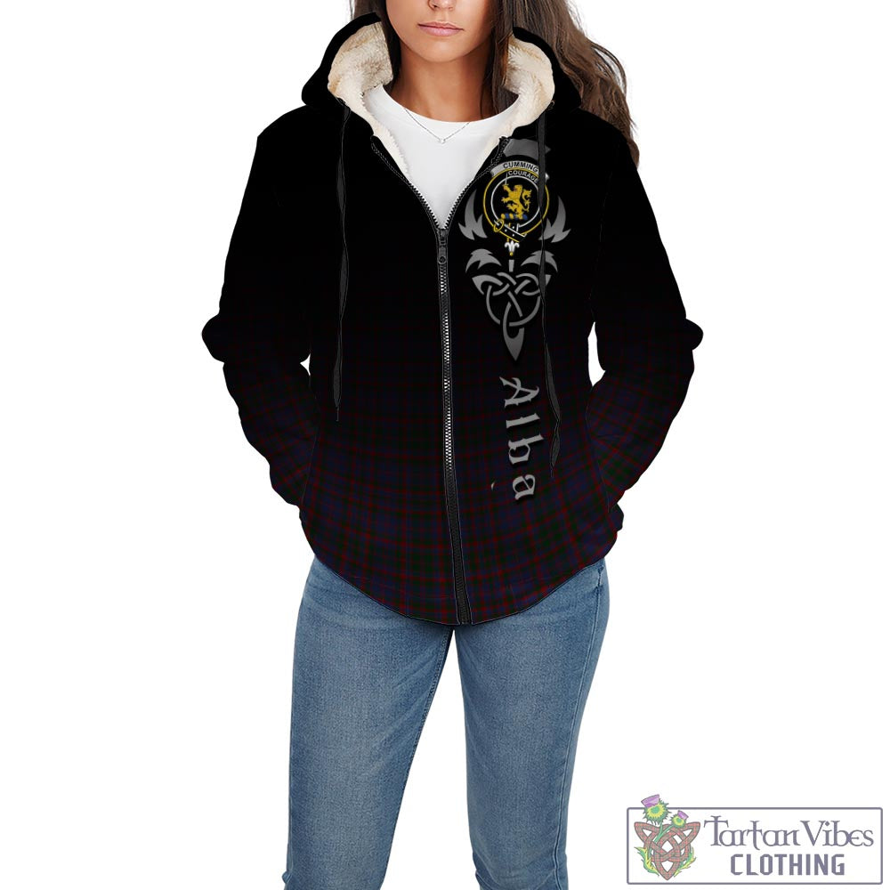 Tartan Vibes Clothing Cumming Tartan Sherpa Hoodie Featuring Alba Gu Brath Family Crest Celtic Inspired