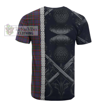 Tartan Vibes Clothing Cumming Tartan Cotton T-shirt with Family Crest Cross Sword Thistle Celtic Vibes