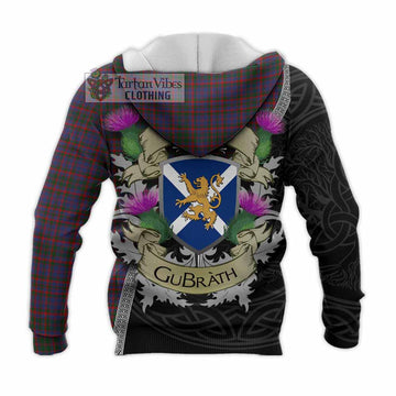 Tartan Vibes Clothing Cumming Tartan Family Crest Knitted Hoodie Lion Rampant Royal Thistle Shield Celtic Inspired