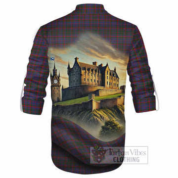 Tartan Vibes Clothing Cumming Tartan Family Crest Ghillie Kilt Shirt with Scottish Ancient Castle Style