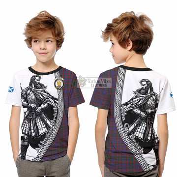 Cumming Tartan Clan Crest Kid T-Shirt with Highlander Warrior Celtic Style