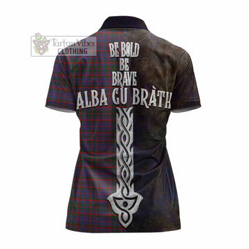 Cumming Tartan Family Crest Women's Polo Shirt Alba Gu Brath Be Brave Lion Ancient Style