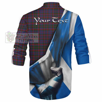 Tartan Vibes Clothing Cumming Tartan Ghillie Kilt Shirt with Family Crest Scotland Patriotic Style