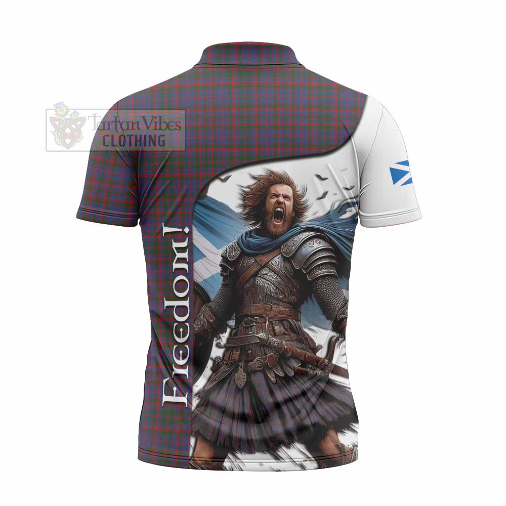 Tartan Vibes Clothing Cumming Crest Tartan Zipper Polo Shirt Inspired by the Freedom of Scottish Warrior